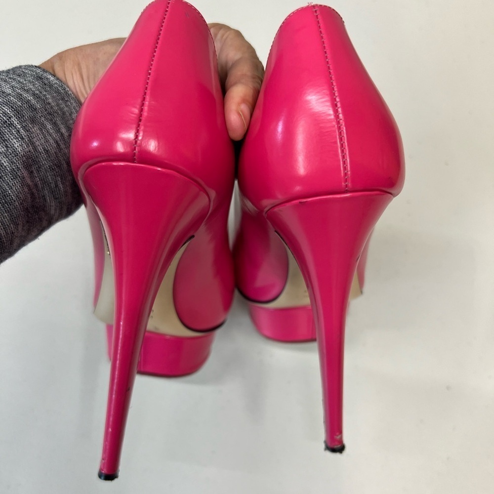 Charlotte Olympia Dolly Barbie Pink Leather Platform Stiletto Pumps Size 38.5 - Picture 5 of 11